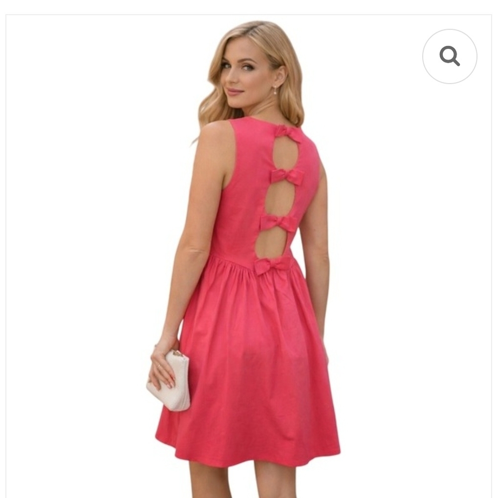 Anthropologie Maeve Bow-Back Cutout Midi Dress Fuchsia Pink XS NWT Feminine - Picture 8 of 13